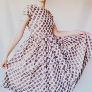 1940s mauve Art Deco print cotton dress